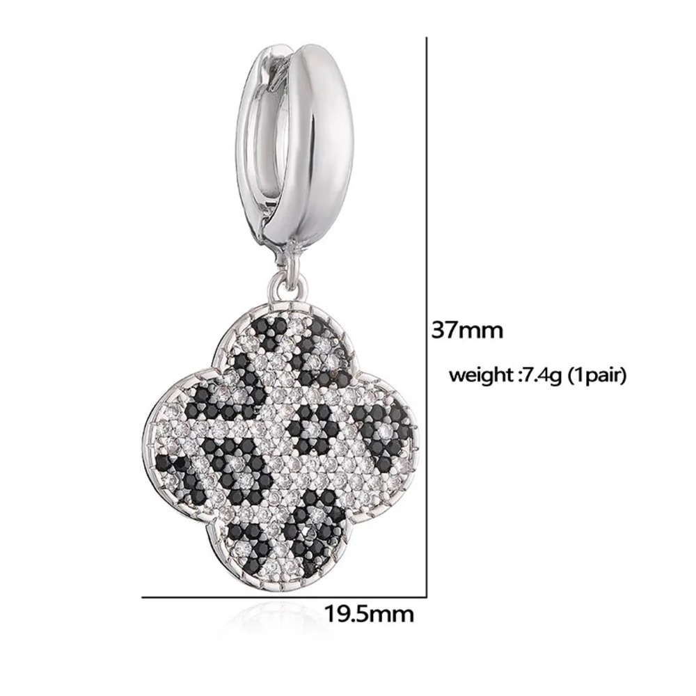 Wild Clover Crystal Drop Earrings -White Gold - Picture 3 of 4